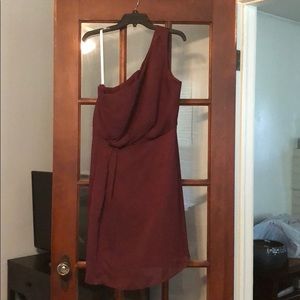 David’s Bridal One Shoulder Wine Bridesmaid Dress